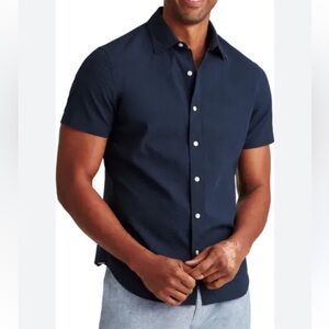 BONOBOS Stretch Shortsleeve Shirt Men LRG  Standard Fit SS Navy Classic Lite Euc